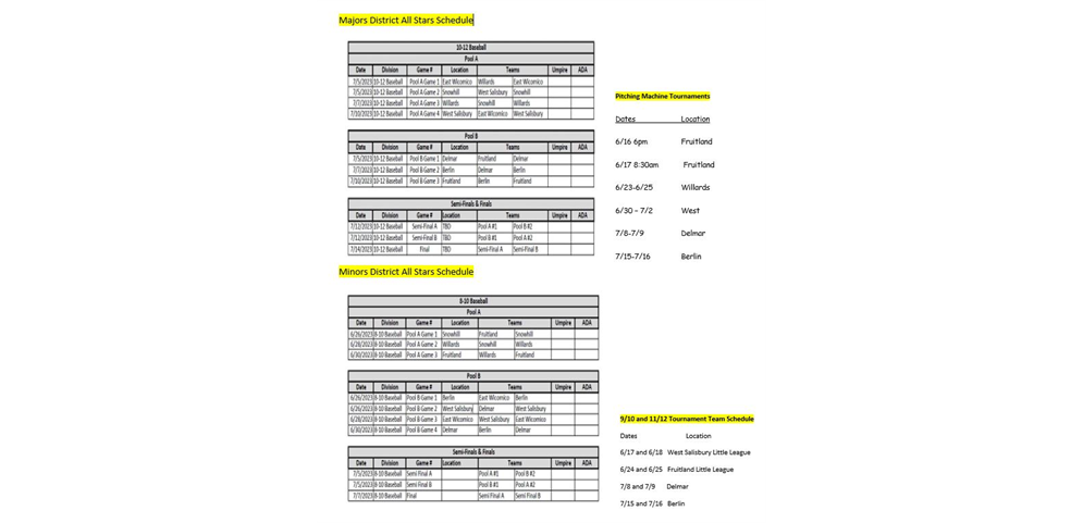 All Post Season Schedules 